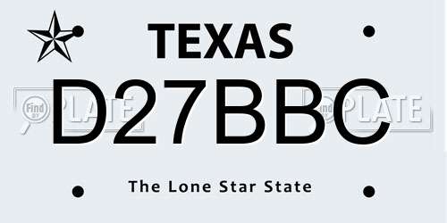 D27BBC Texas License Plate