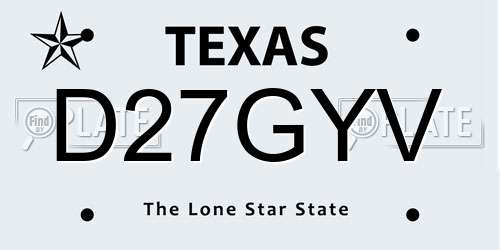 D27GYV Texas License Plate