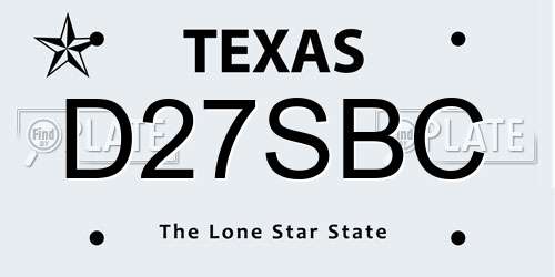 D27SBC Texas License Plate