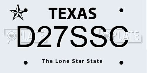 D27SSC Texas License Plate