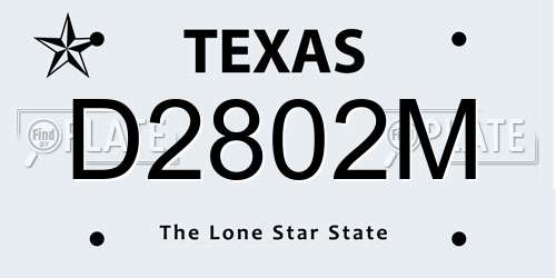 D2802M Texas License Plate