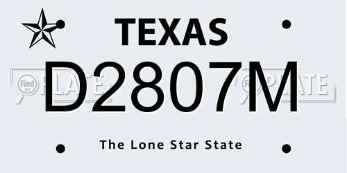 D2807M Texas License Plate