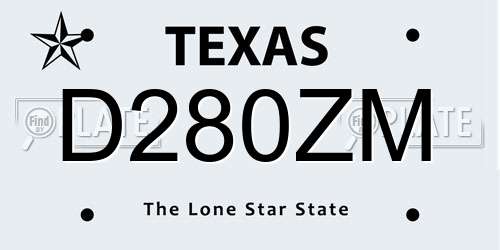 D280ZM Texas License Plate