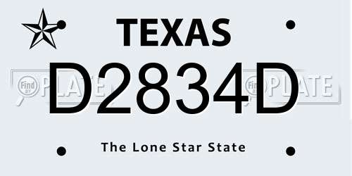 D2834D Texas License Plate
