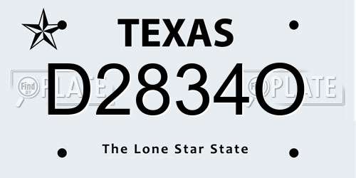 D2834O Texas License Plate