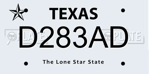 D283AD Texas License Plate