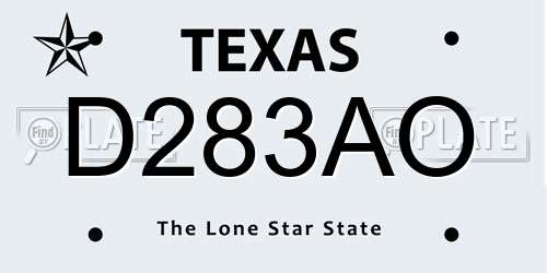 D283AO Texas License Plate