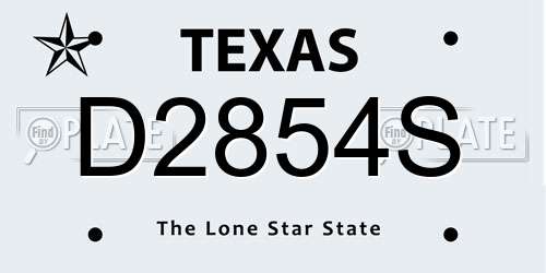 D2854S Texas License Plate