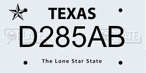 D285AB Texas License Plate