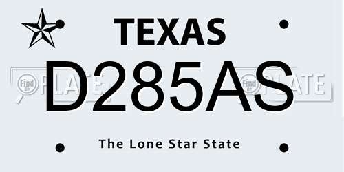 D285AS Texas License Plate