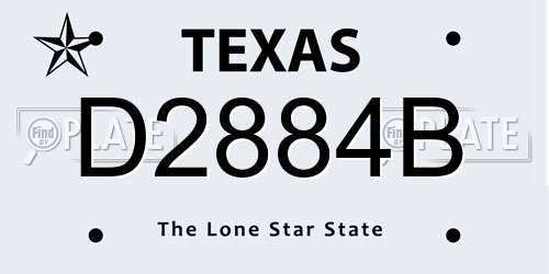 D2884B Texas License Plate