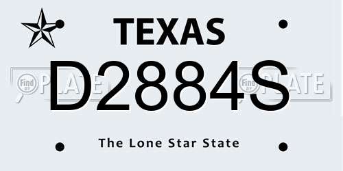 D2884S Texas License Plate