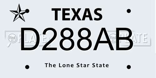 D288AB Texas License Plate