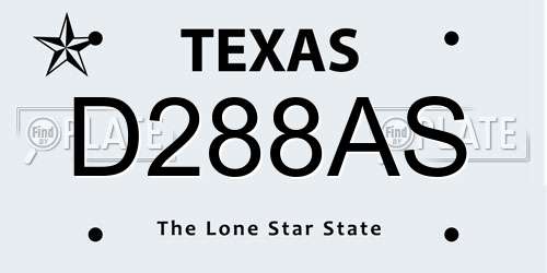 D288AS Texas License Plate