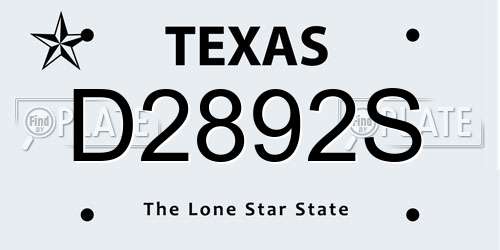 D2892S Texas License Plate