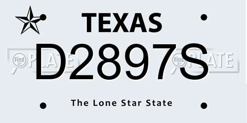 D2897S Texas License Plate