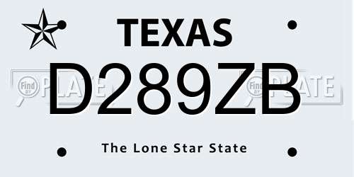 D289ZB Texas License Plate