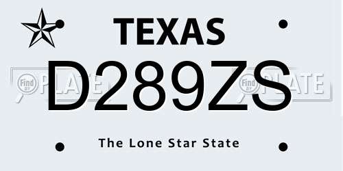D289ZS Texas License Plate