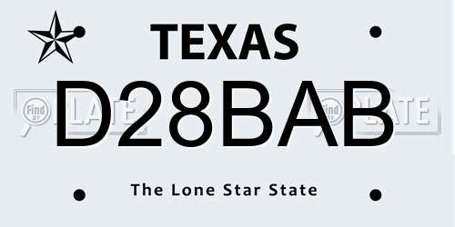 D28BAB Texas License Plate