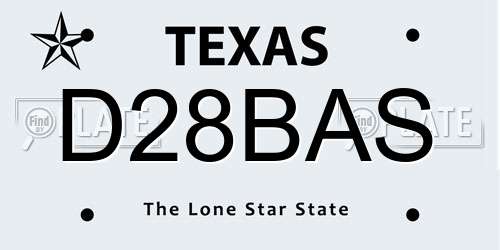 D28BAS Texas License Plate