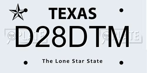 D28DTM Texas License Plate