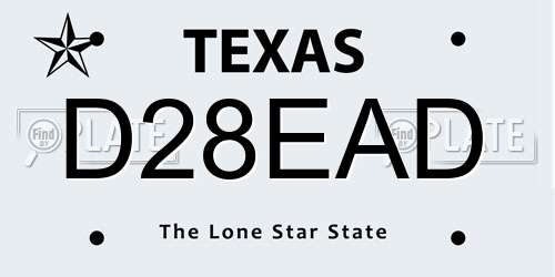 D28EAD Texas License Plate