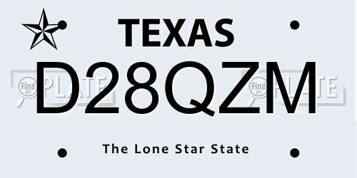 D28QZM Texas License Plate