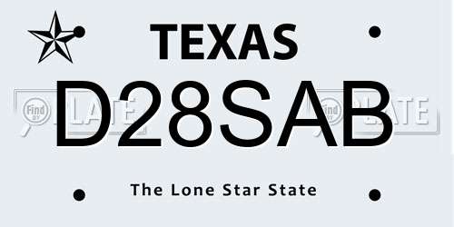 D28SAB Texas License Plate