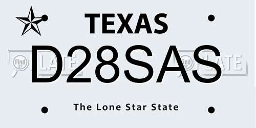 D28SAS Texas License Plate