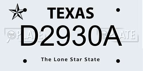 D2930A Texas License Plate