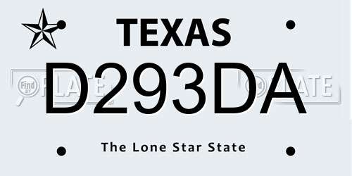 D293DA Texas License Plate