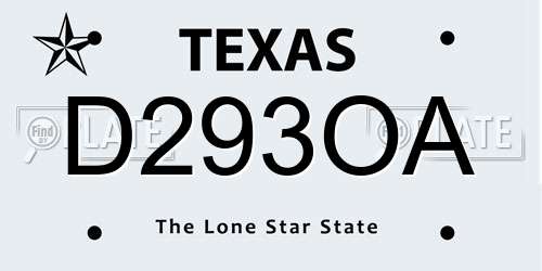 D293OA Texas License Plate