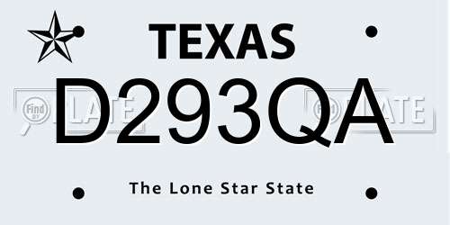 D293QA Texas License Plate