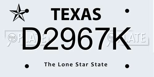 D2967K Texas License Plate