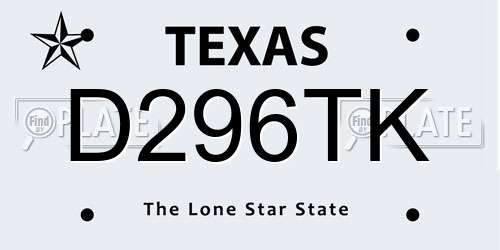 D296TK Texas License Plate