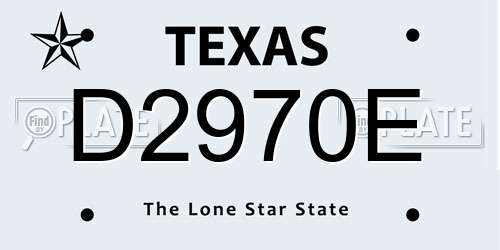 D2970E Texas License Plate