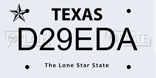 D29EDA Texas License Plate