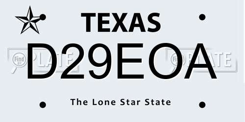 D29EOA Texas License Plate