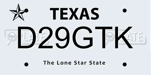 D29GTK Texas License Plate