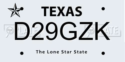 D29GZK Texas License Plate