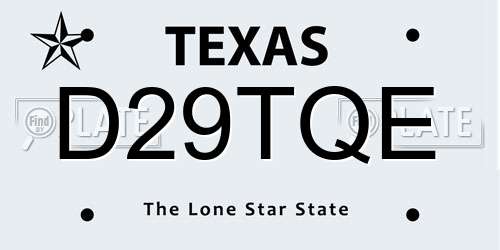 D29TQE Texas License Plate