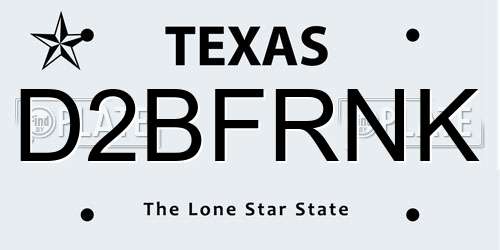D2BFRNK Texas License Plate