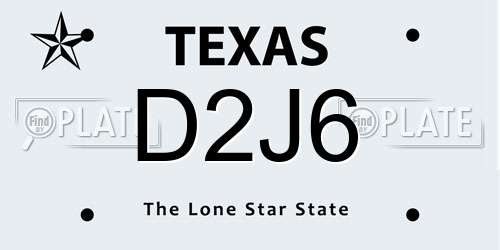 D2J6 Texas License Plate