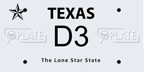 D3 Texas License Plate