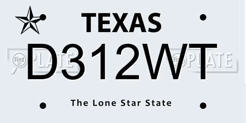 D312WT Texas License Plate