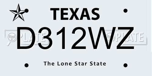 D312WZ Texas License Plate