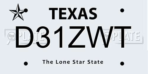 D31ZWT Texas License Plate