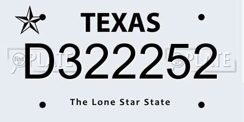 D322252 Texas License Plate