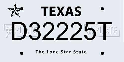D32225T Texas License Plate