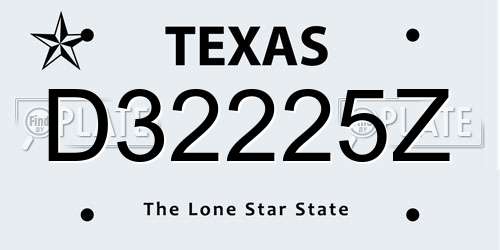 D32225Z Texas License Plate
